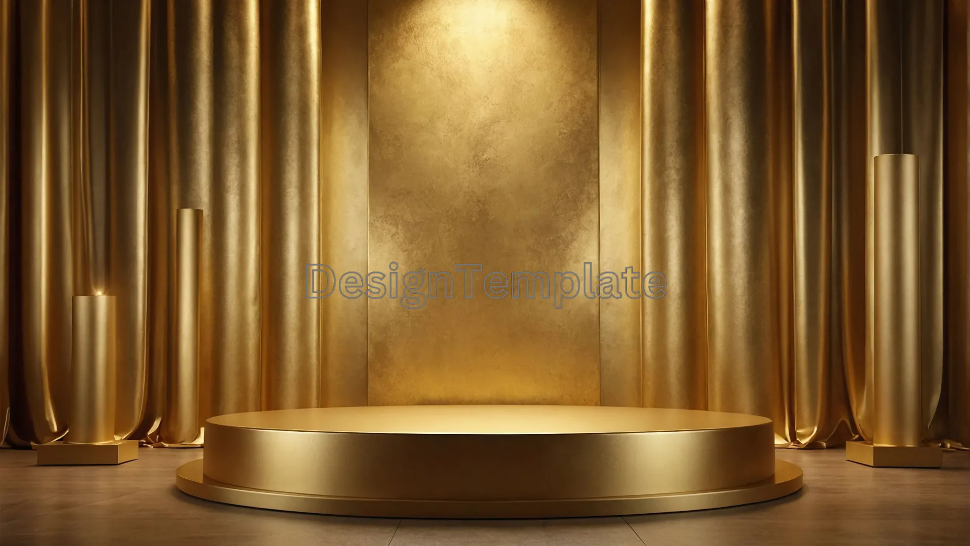 Elegant Golden Podium with Curtains for Award Show Background